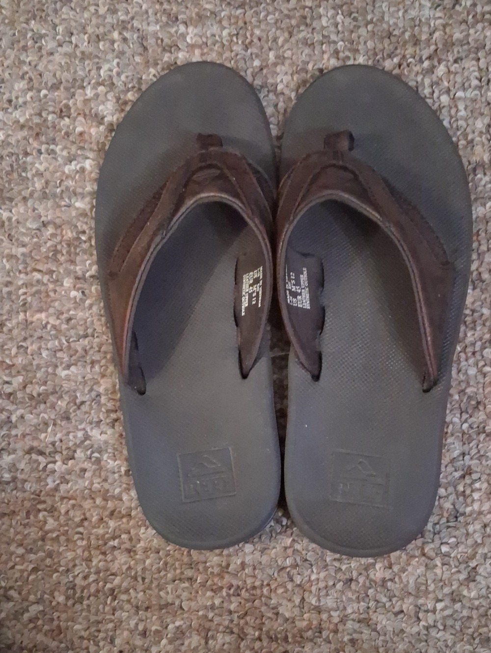 Reef Men's Brown Leather Flip-Flops